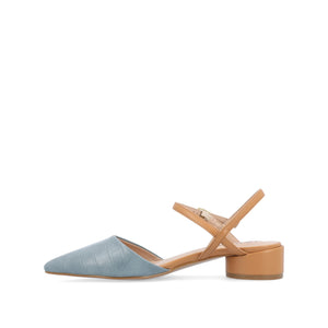 BRYNN LOW BLOCK HEELED FLATS IN VEGAN LEATHER - Blue
