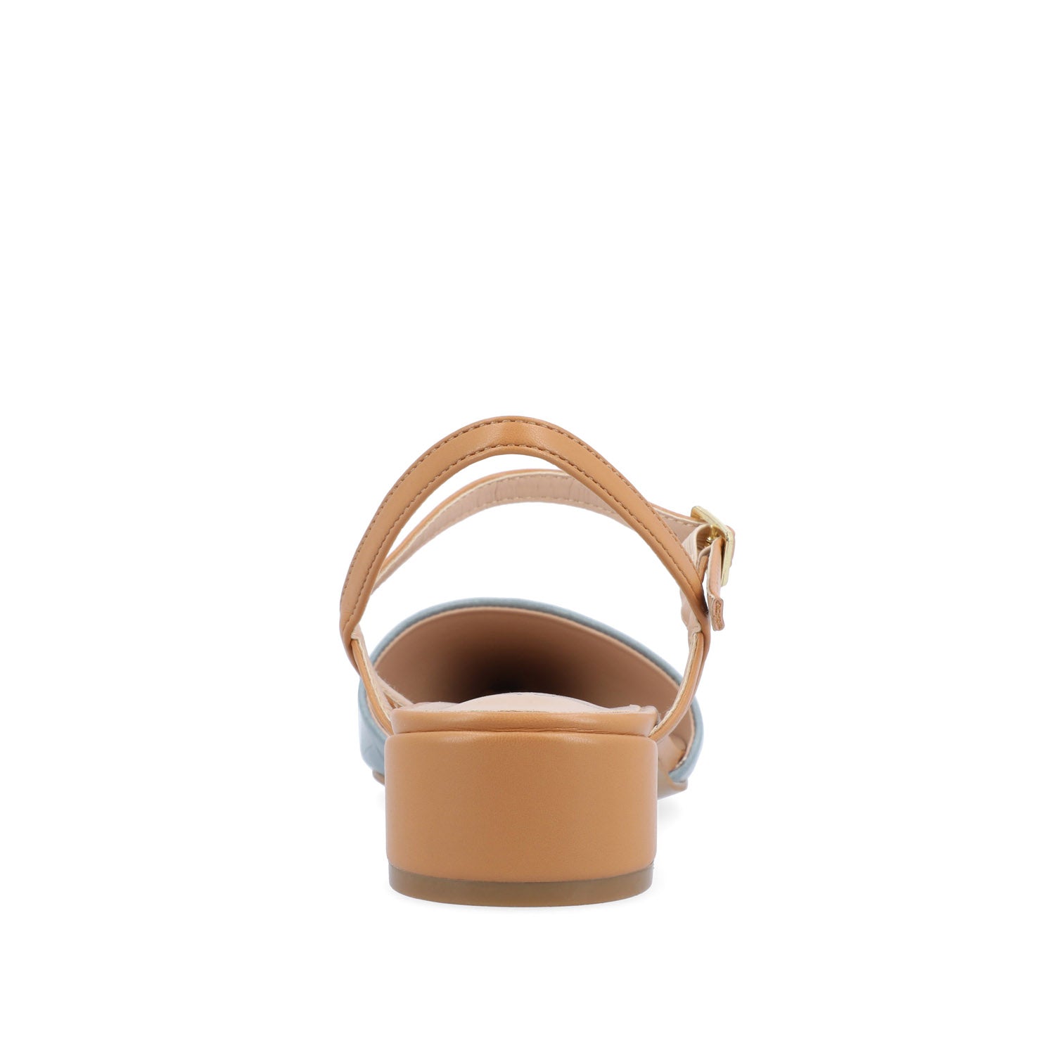 BRYNN LOW BLOCK HEELED FLATS IN VEGAN LEATHER - Blue