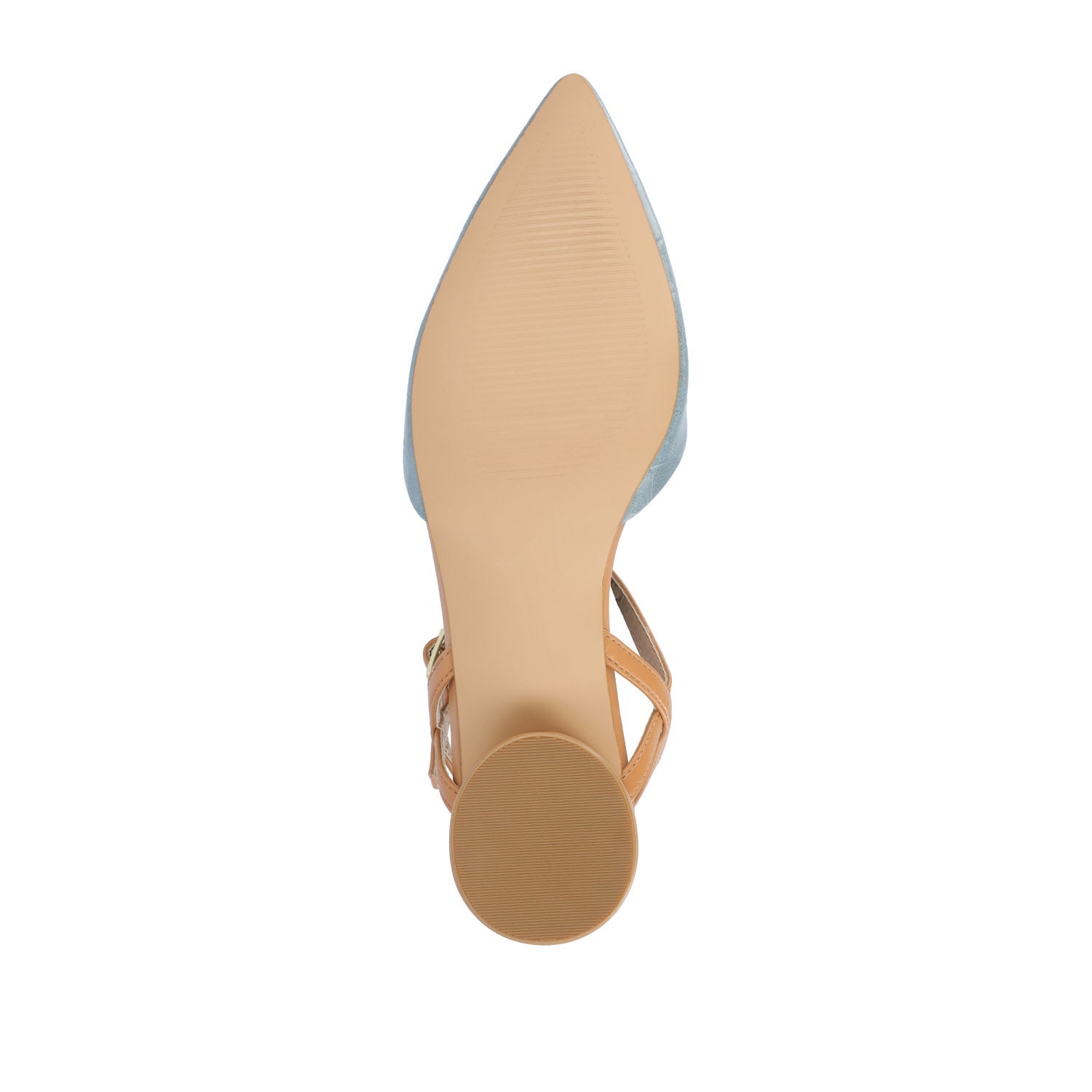 BRYNN LOW BLOCK HEELED FLATS IN VEGAN LEATHER - Blue