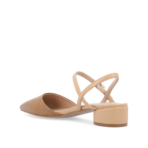 BRYNN LOW BLOCK HEELED FLATS IN VEGAN LEATHER - Tan