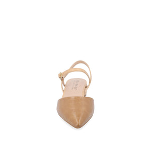 BRYNN LOW BLOCK HEELED FLATS IN VEGAN LEATHER - Tan