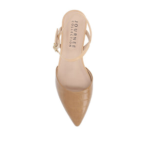 BRYNN LOW BLOCK HEELED FLATS IN VEGAN LEATHER - Tan