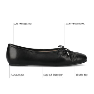 CALLEE VEGAN LEATHER BALLET FLATS IN WIDE - Black