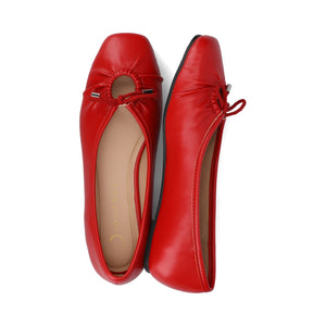 CALLEE VEGAN LEATHER BALLET FLATS IN WIDE - Red