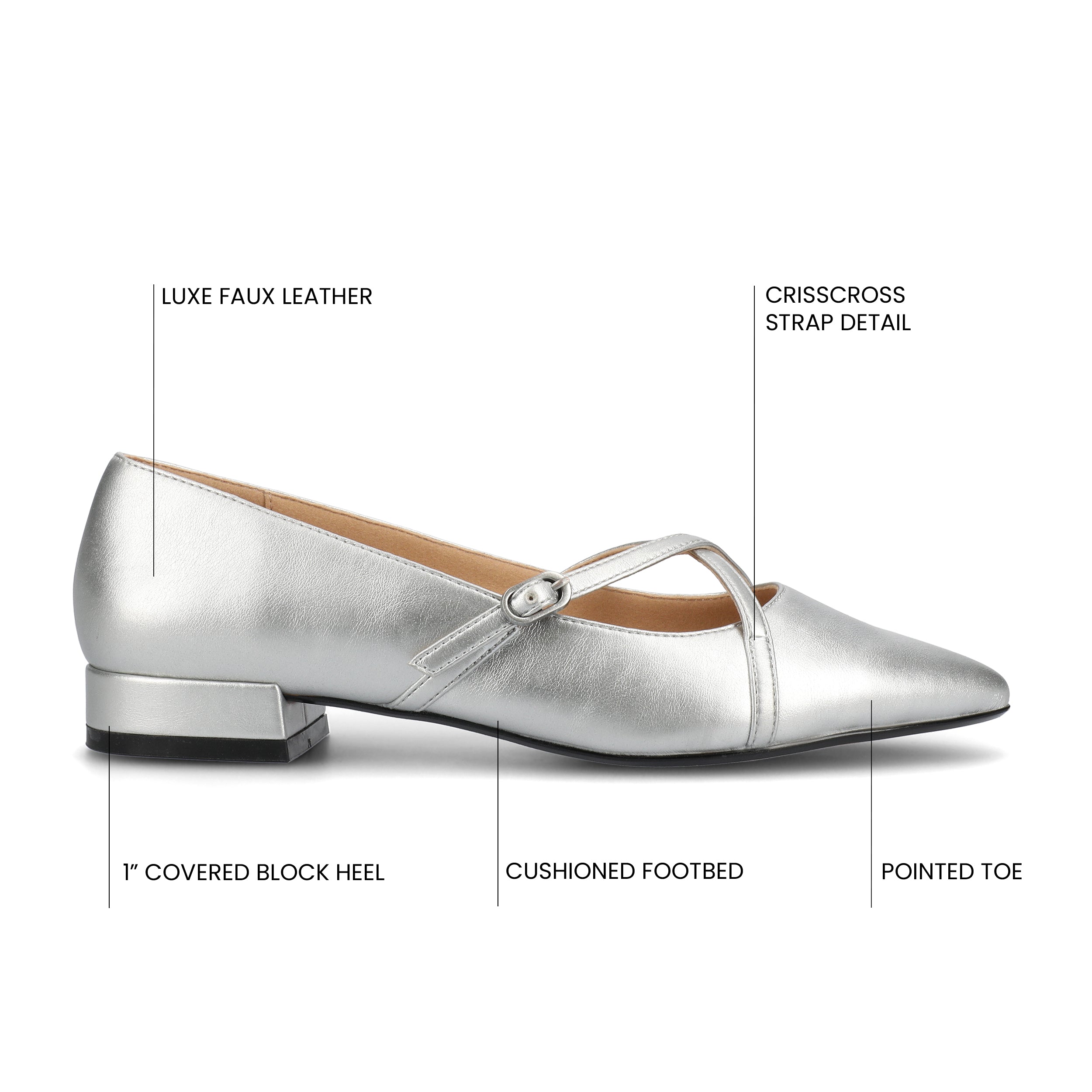 CAMBY DRESS FLAT IN WIDE - Silver PU