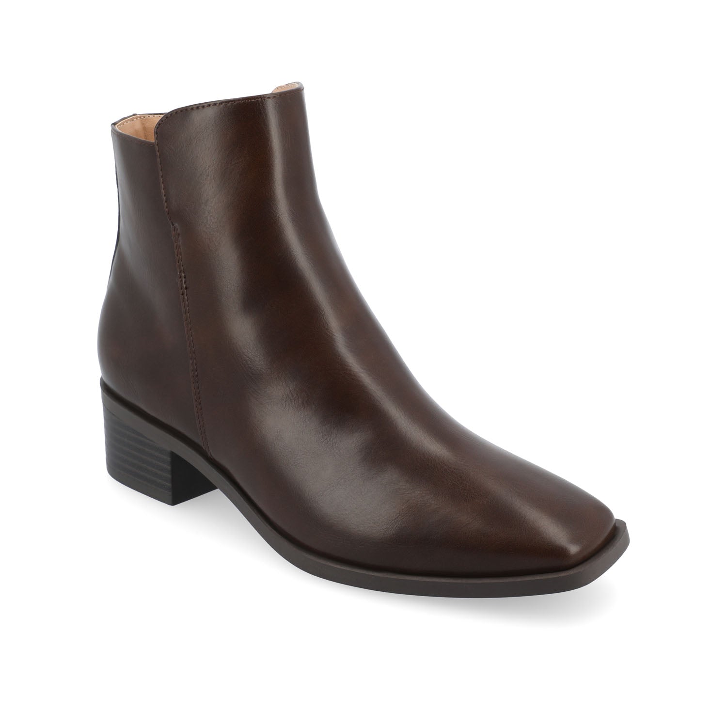 CAPPRI SQUARE-TOE BOOTIES IN VEGAN LEATHER - Brown PU