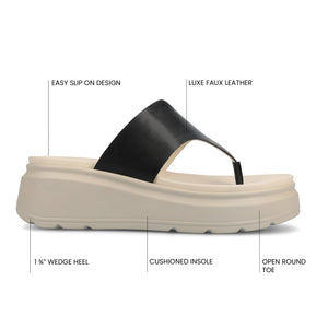 CARAH FLIP FLOP WEDGE SANDALS - Black