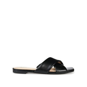 CARLOTTA SLIDE SANDALS IN VEGAN LEATHER - Black