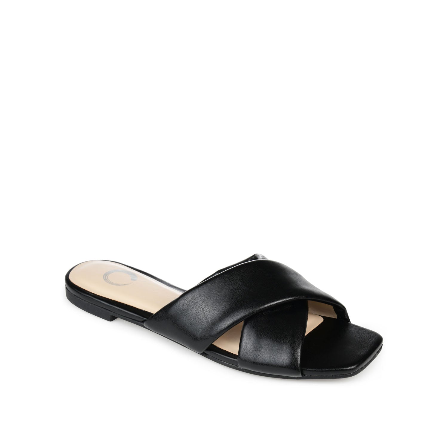 CARLOTTA SLIDE SANDALS IN VEGAN LEATHER - Black
