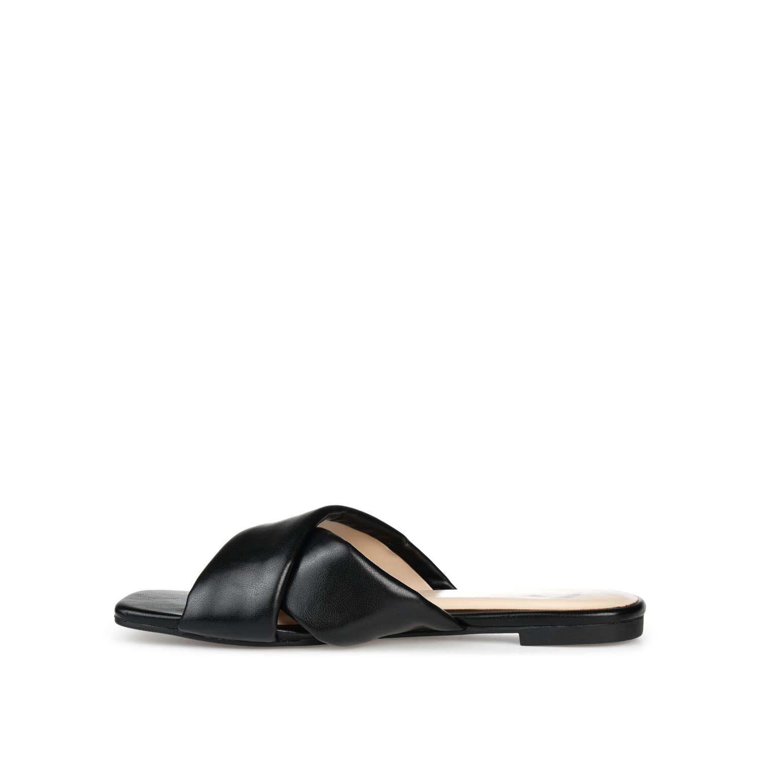 CARLOTTA SLIDE SANDALS IN VEGAN LEATHER - Black