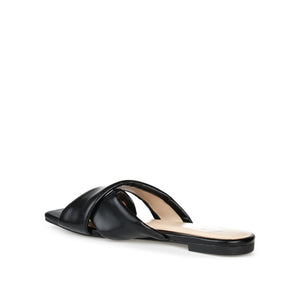 CARLOTTA SLIDE SANDALS IN VEGAN LEATHER - Black