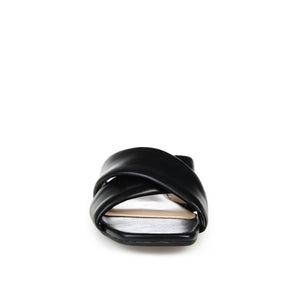 CARLOTTA SLIDE SANDALS IN VEGAN LEATHER - Black