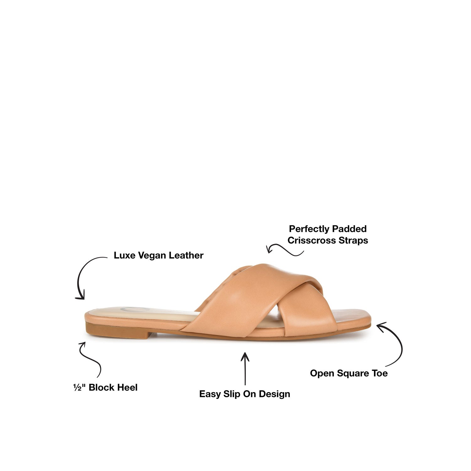 CARLOTTA SLIDE SANDALS IN VEGAN LEATHER - Tan