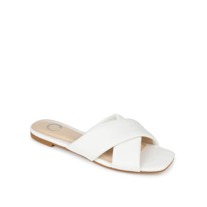 CARLOTTA SLIDE SANDALS IN VEGAN LEATHER - White