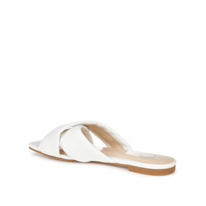 CARLOTTA SLIDE SANDALS IN VEGAN LEATHER - White