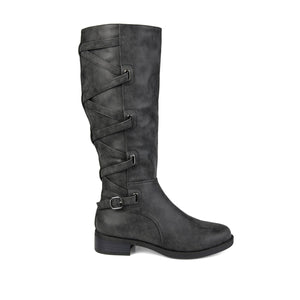 CARLY RIDING BOOTS IN X-WIDE CALF - Black PU