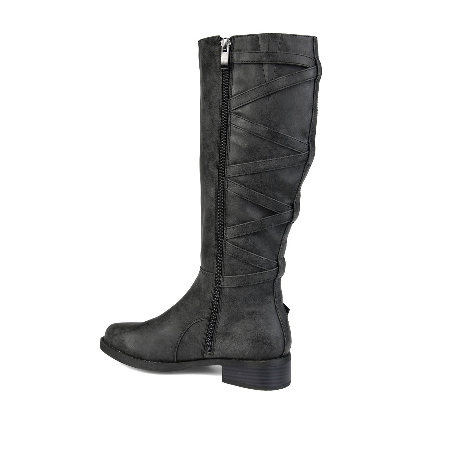 CARLY RIDING BOOTS IN WIDE CALF - Black PU