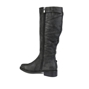 CARLY RIDING BOOTS IN WIDE CALF - Black PU