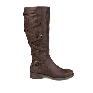CARLY RIDING BOOTS IN WIDE CALF - Brown PU