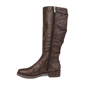 CARLY RIDING BOOTS IN WIDE CALF - Brown PU