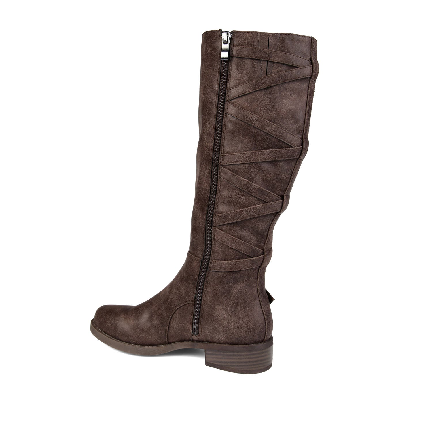 CARLY RIDING BOOTS IN X-WIDE CALF - Brown PU
