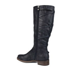 CARLY RIDING BOOTS IN WIDE CALF - Navy PU