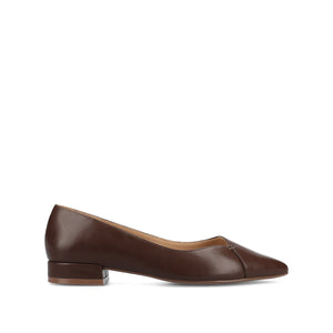 CARMIN SLIP ON DRESS FLATS IN WIDE - Chocolate PU