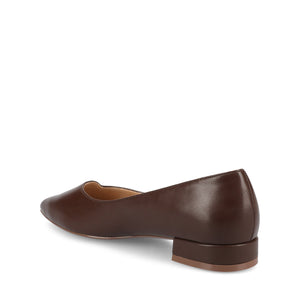 CARMIN SLIP ON DRESS FLATS IN WIDE - Chocolate PU