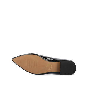 CARMIN SLIP ON DRESS FLATS IN WIDE - Black Patent