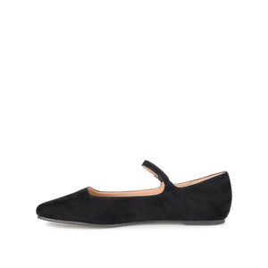 CARRIE FAUX SUEDE BALLET FLATS IN WIDE - Black Faux Suede