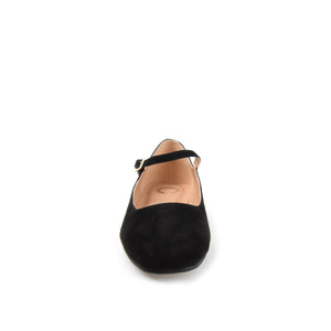 CARRIE FAUX SUEDE BALLET FLATS IN WIDE - Black Faux Suede