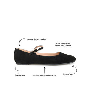 CARRIE FAUX SUEDE BALLET FLATS IN WIDE - Black Faux Suede