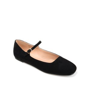CARRIE FAUX SUEDE BALLET FLATS - Black
