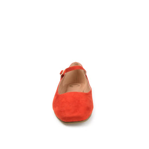 CARRIE FAUX SUEDE BALLET FLATS IN WIDE - Coral Faux Suede
