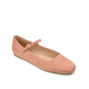 CARRIE FAUX SUEDE BALLET FLATS- Rose