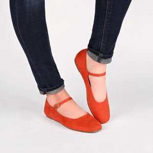 CARRIE FAUX SUEDE BALLET FLATS IN WIDE - Coral Faux Suede