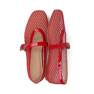CASHA MARY JANE FLATS IN MESH - Red Mesh