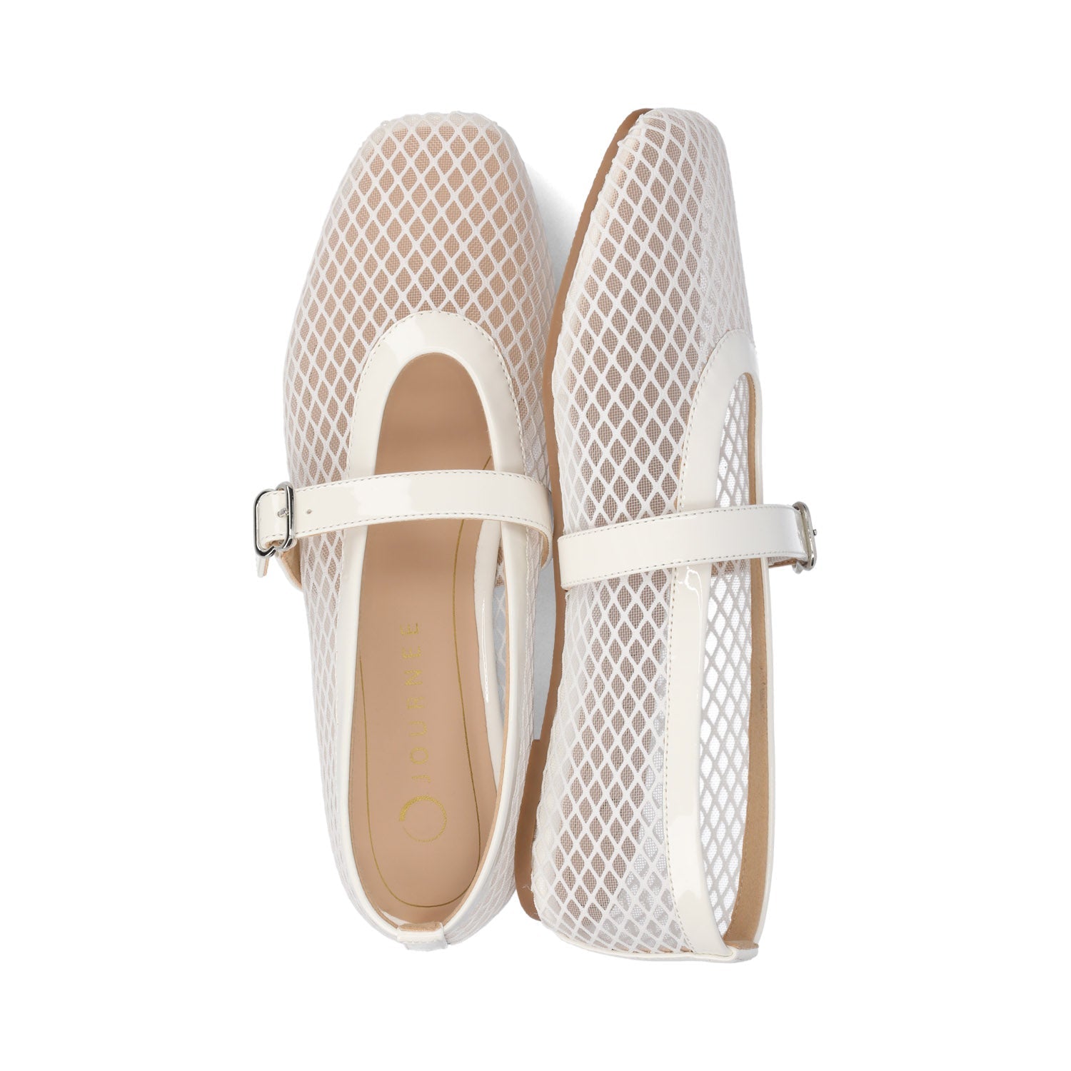 CASHA MARY JANE FLATS IN MESH - White Mesh