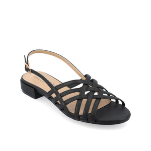 CASSANDRA STRAPPY SANDALS - Black PU