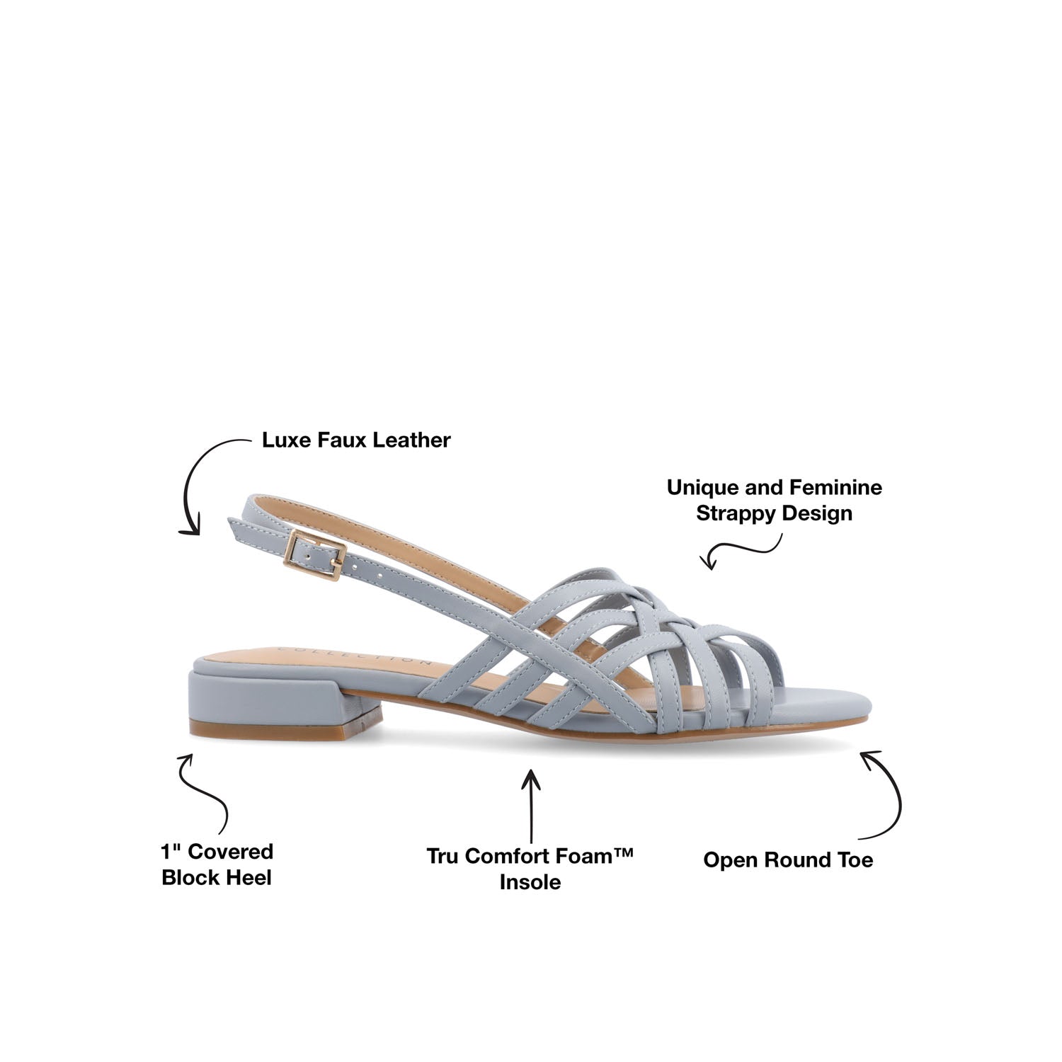 CASSANDRA STRAPPY SANDALS - Blue PU