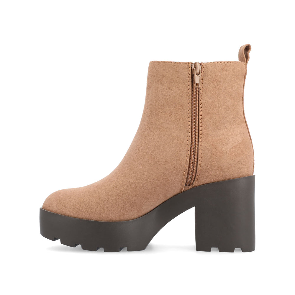 CASSIDY LUG SOLE BOOTIES IN FAUX SUEDE