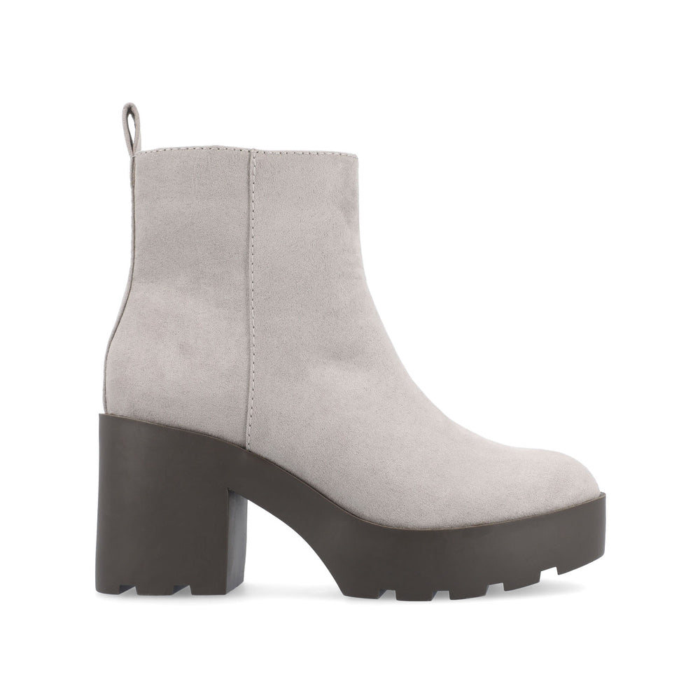 CASSIDY LUG SOLE BOOTIES IN FAUX SUEDE