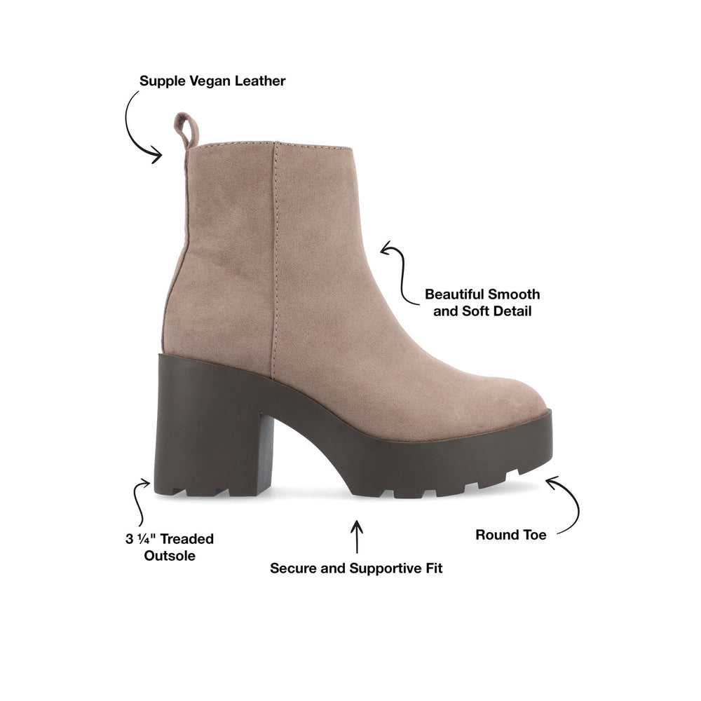 CASSIDY LUG SOLE BOOTIES IN FAUX SUEDE