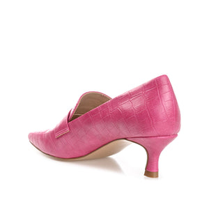 CELINA KITTEN HEEL LOAFERS IN WIDE - Fuchsia