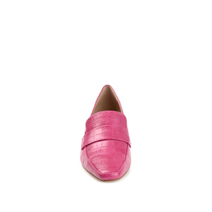 CELINA KITTEN LOAFER HEELS IN CROCO - Fuchsia