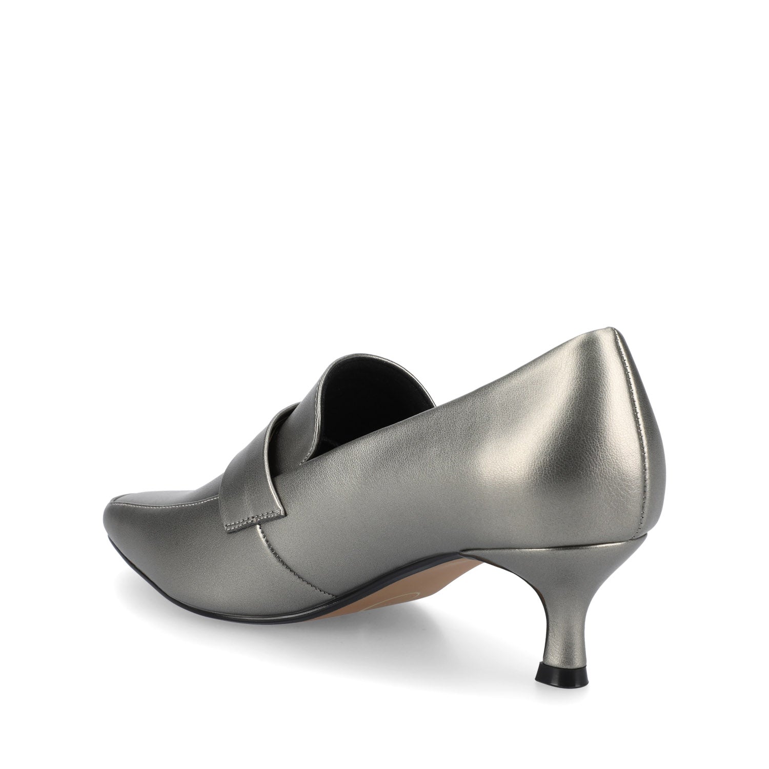 CELINA KITTEN LOAFER HEELS IN CROCO STATEMENT - Pewter
