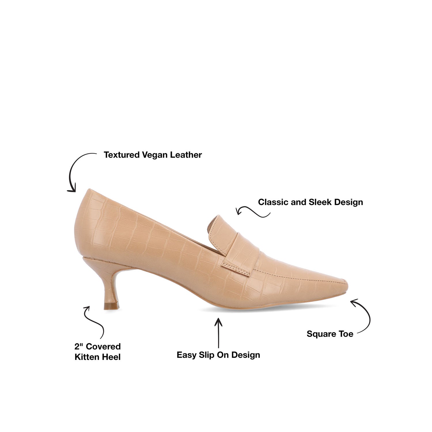 CELINA KITTEN HEEL LOAFERS IN WIDE - Tan