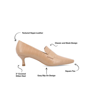 CELINA KITTEN HEEL LOAFERS IN WIDE - Tan