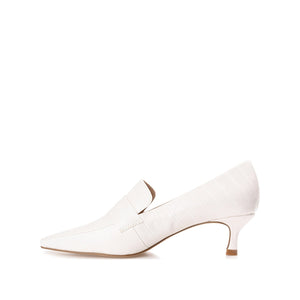 CELINA KITTEN HEEL LOAFERS IN WIDE - White