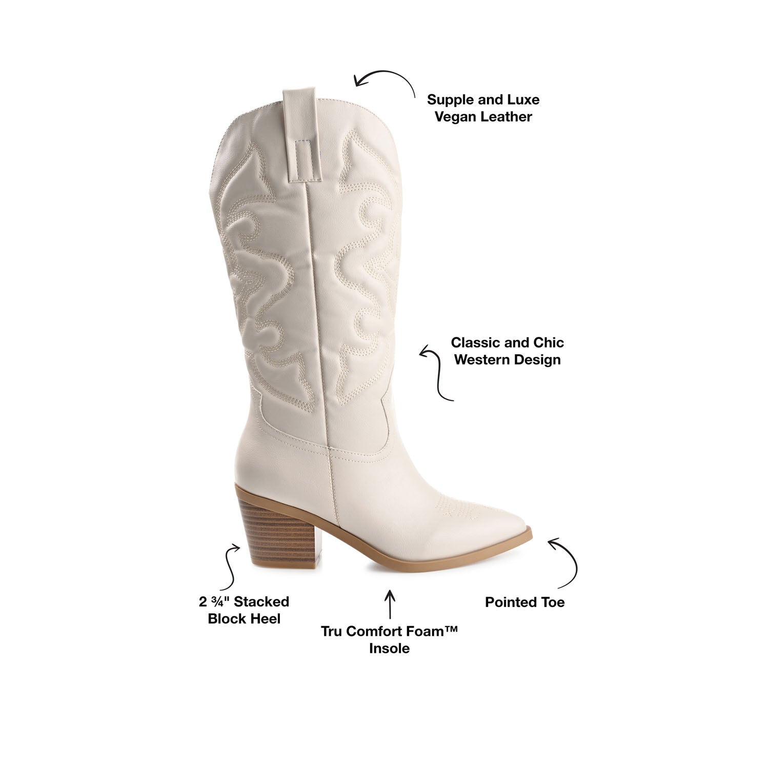CHANTRY COWGIRL VEGAN LEATHER BOOTS IN WIDE CALF